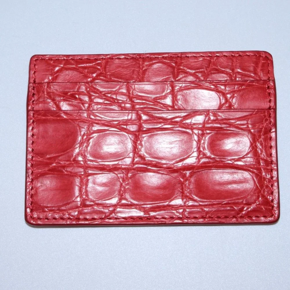 Versace Red Croc Card Case Wallet New w/ Minor Defect